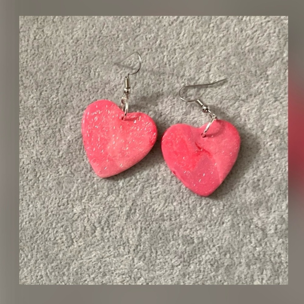 Heart-Shaped Pink Earrings